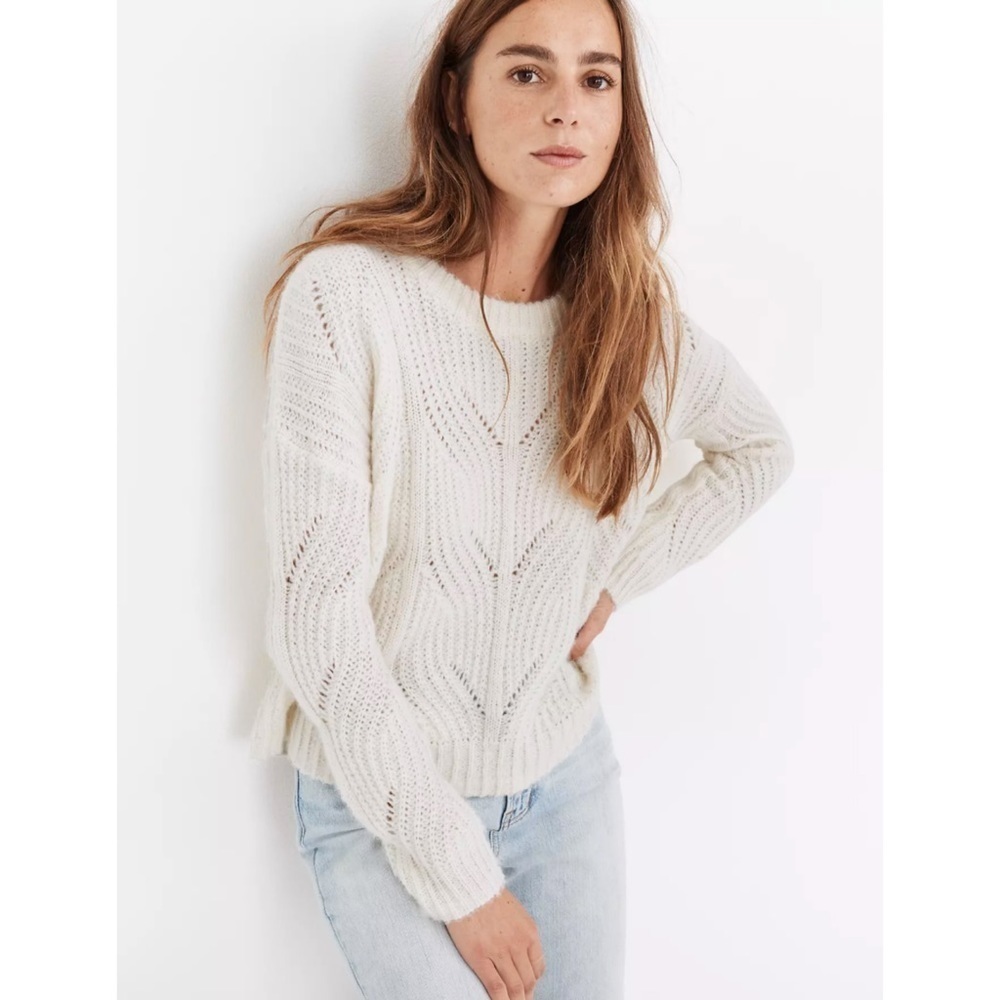 Madewell Sweater Charley Pullover Knit Alpaca Blend Cozy Cream XXS